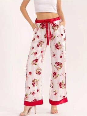Cherry Print Wide-Leg Lounge Pants 🍒